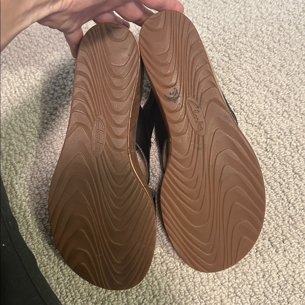 Clark Leather & Cork Wedge Sandals - Picture 3 of 3